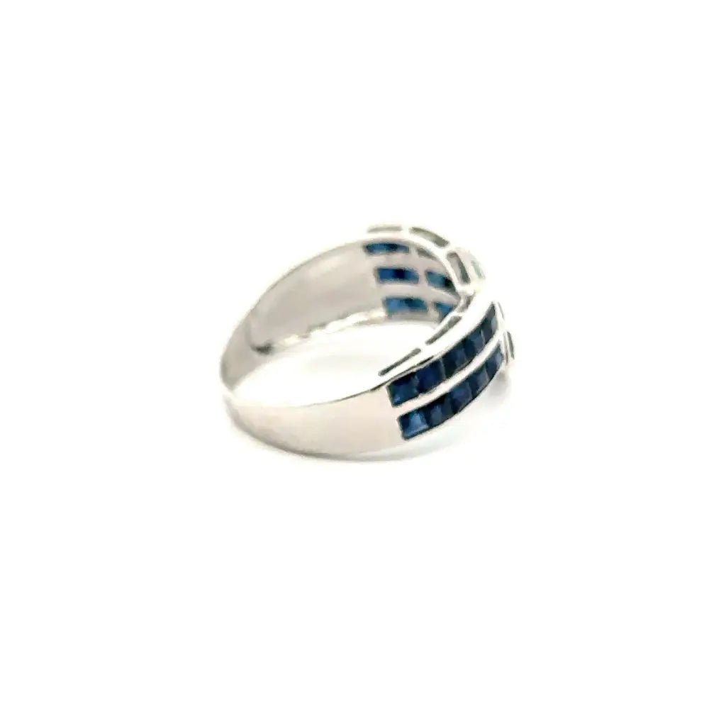 Top Seller High Grade Jewelry 925 Sterling Silver Real Blue Sapphire & American Diamond Ring For Men