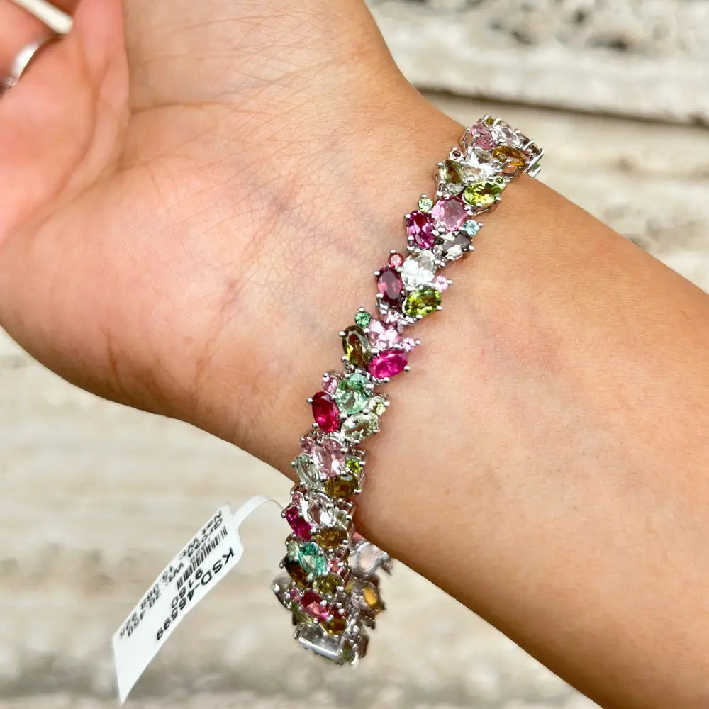 High Grade Jewelry New Trendy Products Multi Tourmaline Tennis Bracelet For Wedding Accessories