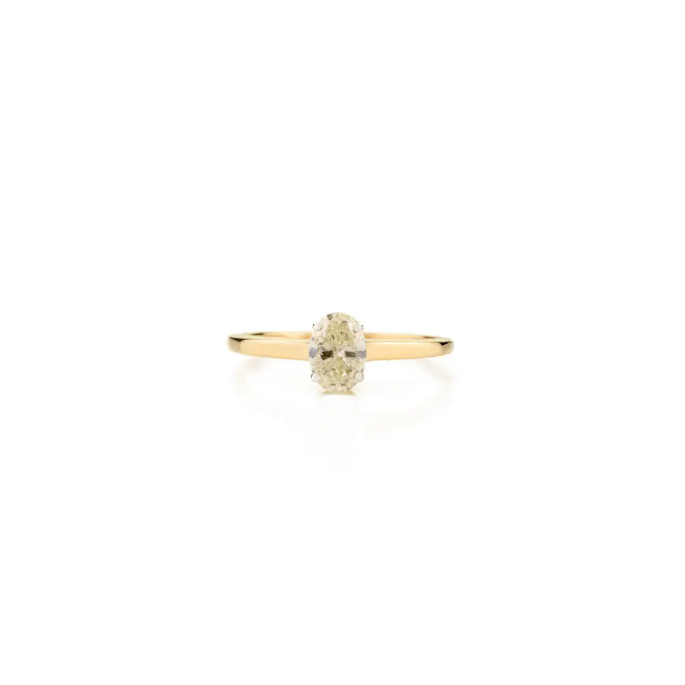 100% Natural Oval Cut 6X4 mm Diamond Solid 18K Yellow Gold Solitaire Ring Proposal Jewelry