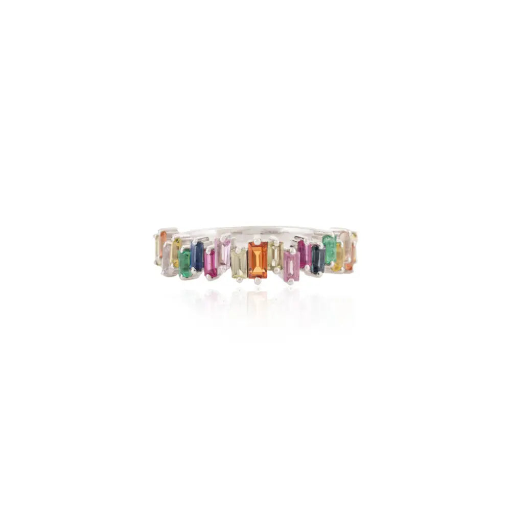 Wholesale Jewelry Solid 18K White Gold Multi Sapphire Handmade Ring