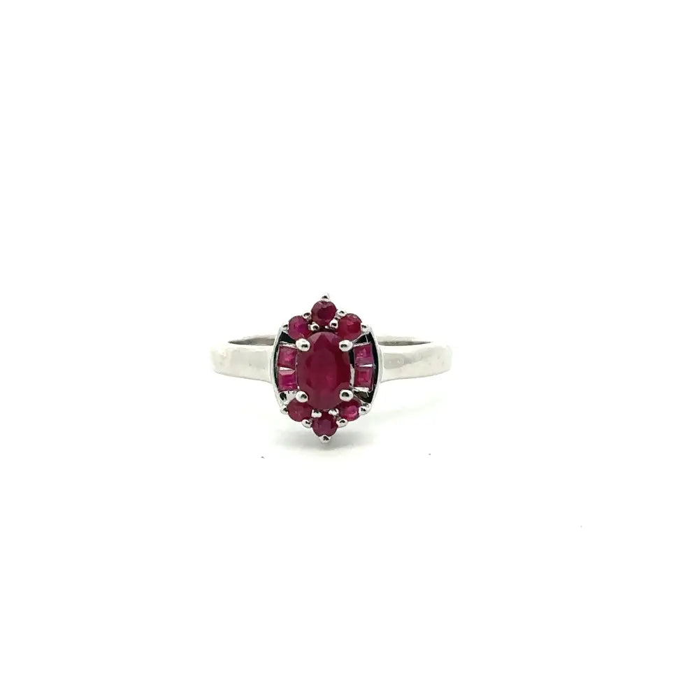 Best Selling Products Fine Ruby Cluster Ring Set In Prong Setting For Daily Wear