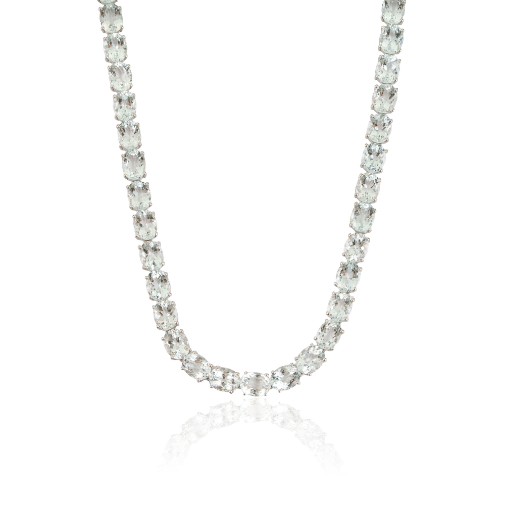 Stunning 925 Pure Silver Classic Tennis Necklace & Earrings Set Fine Jewelry For Women's