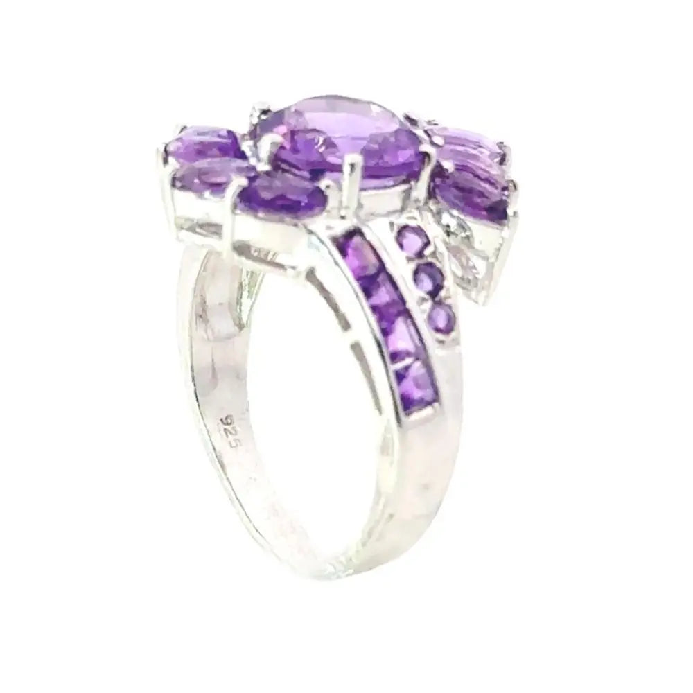 Delicate Modern Design Real Amethyst Febuary Birthstone Ring For Men Unique Jewelry