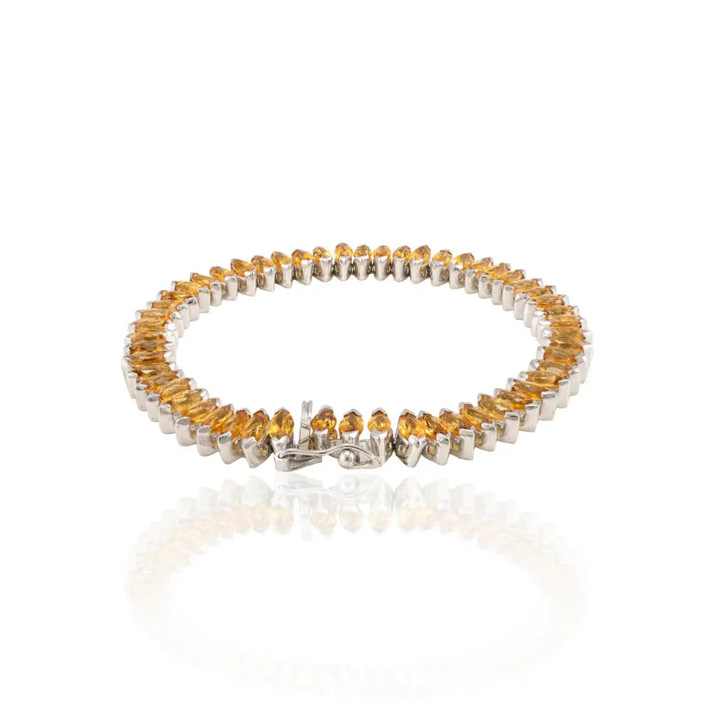 Bulk Jewelry Pure 925 Silver Marquise Shape Citrine Tennis Bracelet For Men & Women