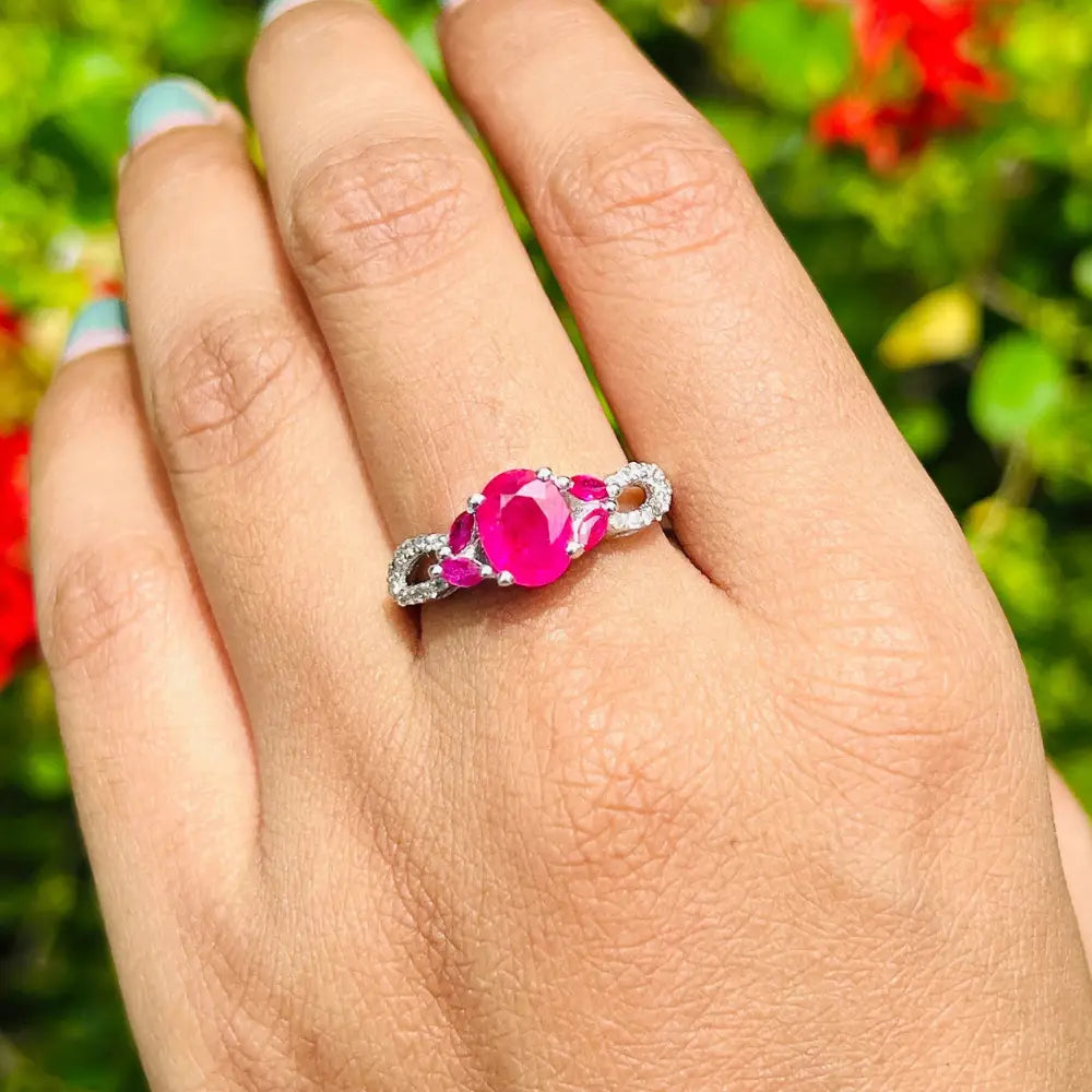 Superior Quality Top Seller Ruby & American Diamond July Birthstone Ring For Valentine's Day Gift