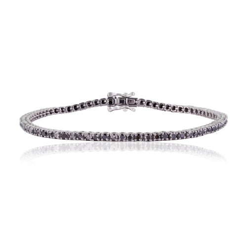 Minimalist 925 Sterling Silver Natural Black Diamond Slim Tennis Bracelet For Women's