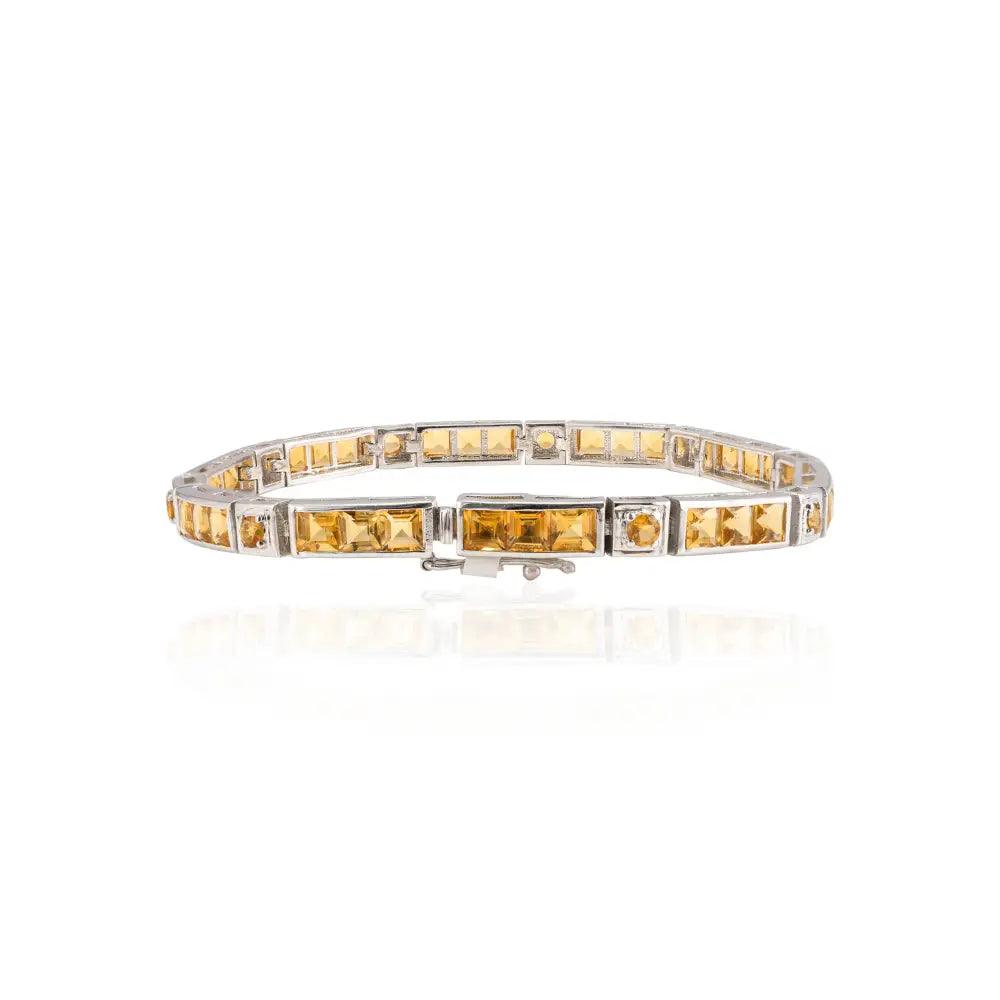 Party Wear Square & Round Shape Genuine Citrine Bracelet For Unisex New Jewelry Collection