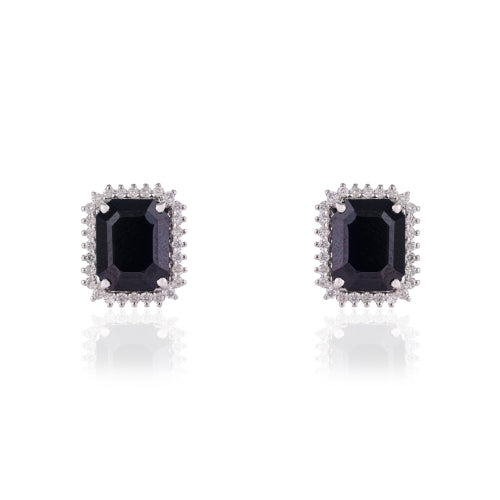 New Arrivals 925 Sterling Silver Natural Blue Sapphire & Halo Diamonds Studs Earrings