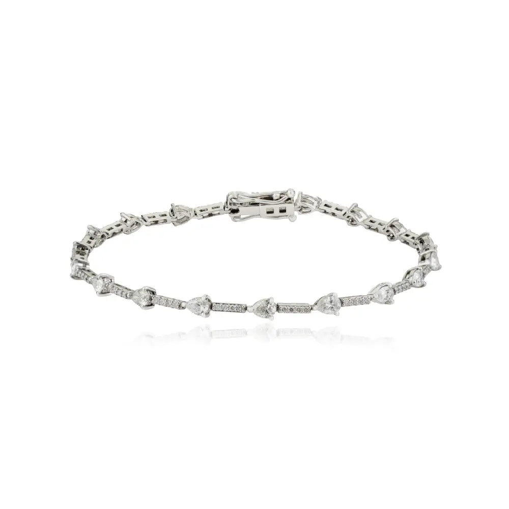 Handmade Natural Diamond 14K Real White Gold Fine Sleek Tennis Bracelet Wholesale Jewelry