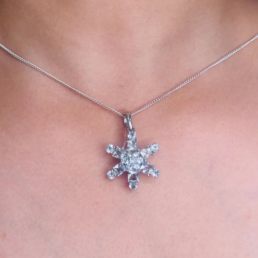 Semi Precious Gemstone Jewelry Aquamarine 925 Sterling Silver Flower Pendant March Birthstone