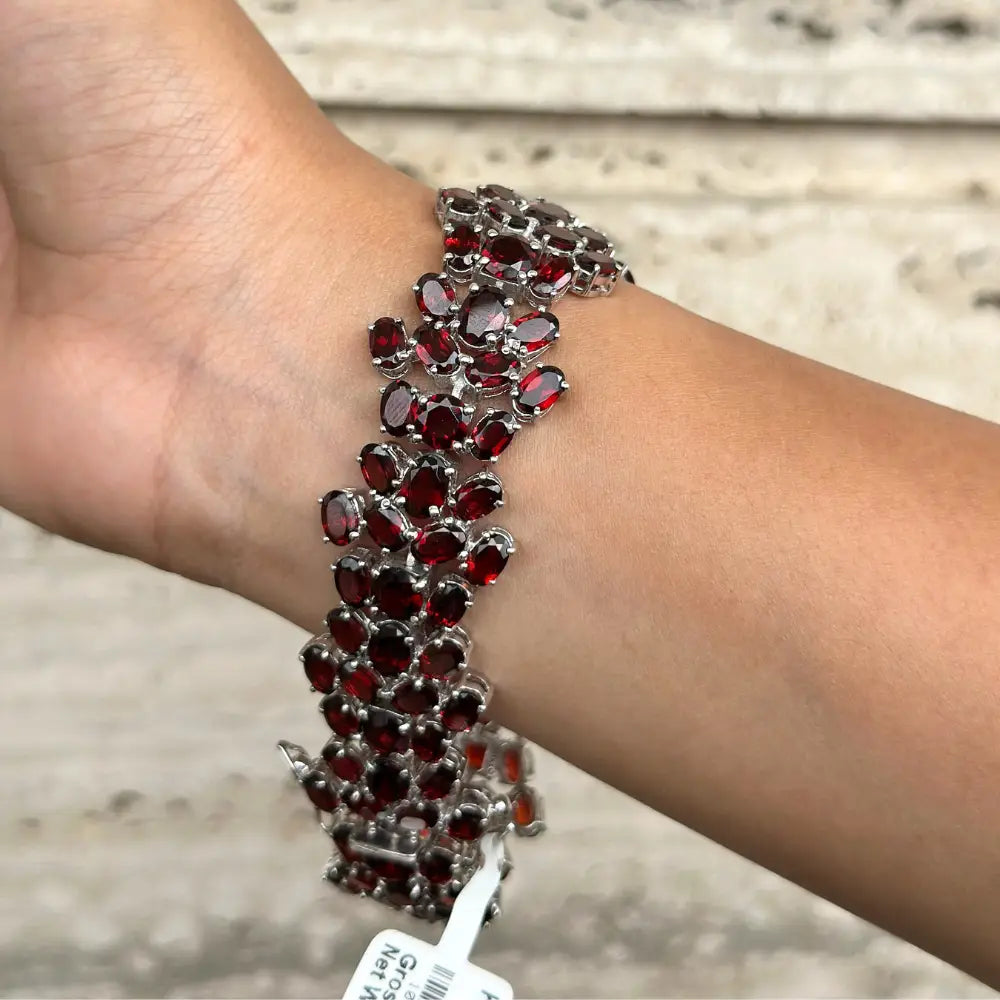 Explore 925 Sterling Silver Real Garnet Wedding Bracelet Wholesale Women Jewelry