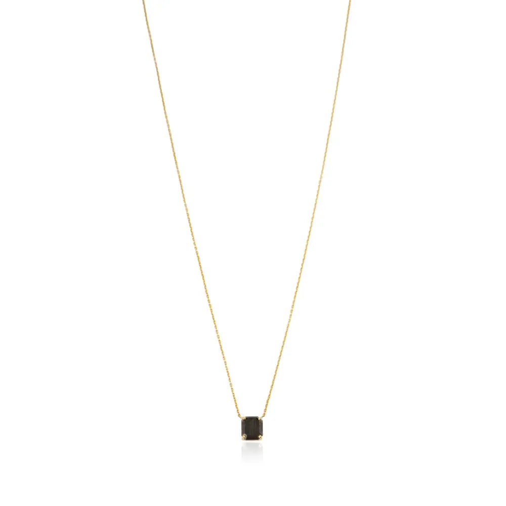 18K Yellow Gold Handmade Black Diamond Minimal Solitaire Pendant Necklace Fine Jewelry