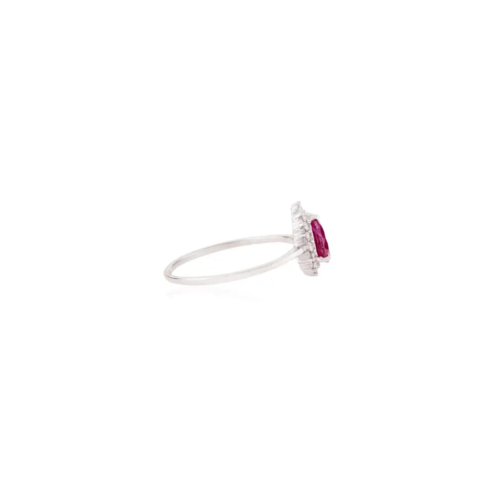100% Genuine Ruby & Diamond Engagement Cluster Ring K14 White Gold Jewelry Manufacturer