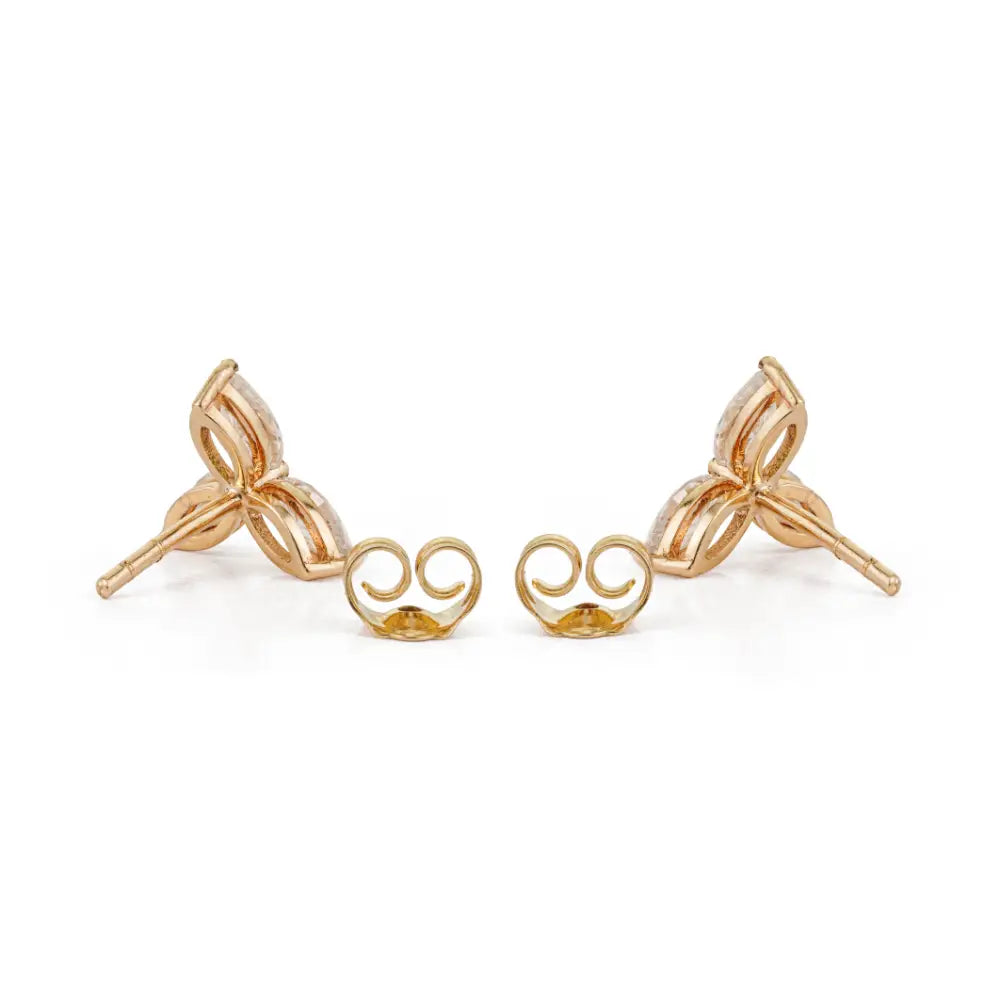 100% Natural Marquise Cut Diamond Trio Stud Earrings For Unisex 14K Yellow Gold Fine Jewelry