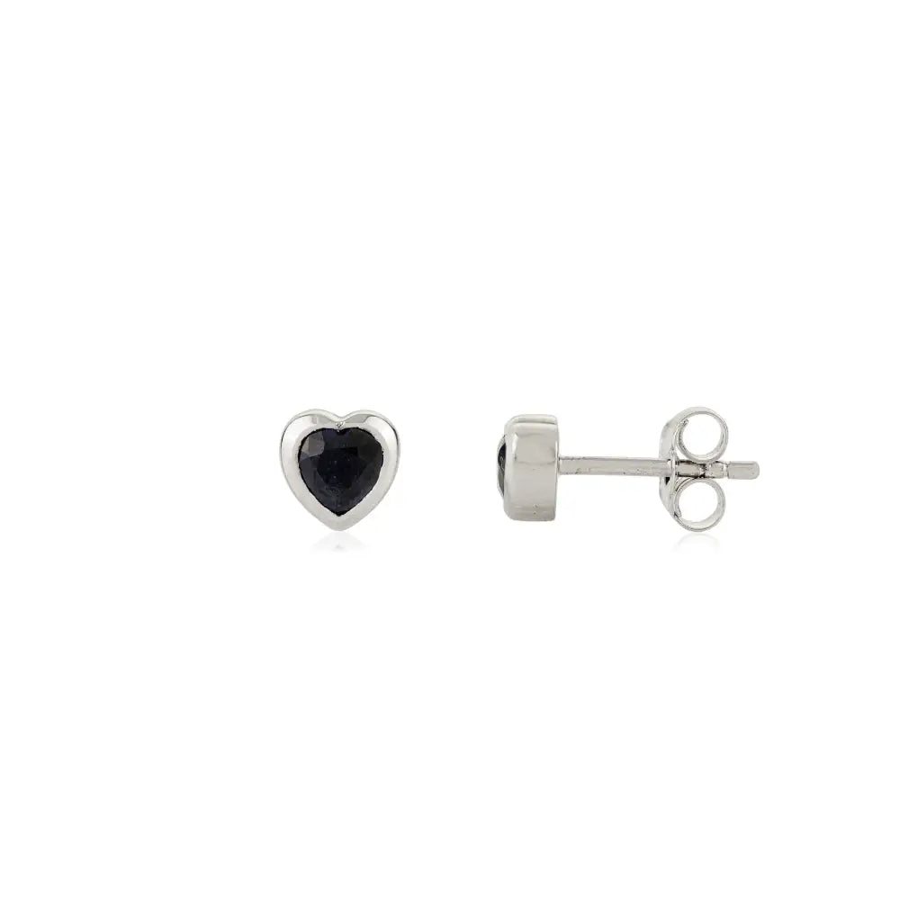 Elegant Minimalist 14K Solid White Gold Blue Sapphire Heart Shape Small Stud Earrings Unisex