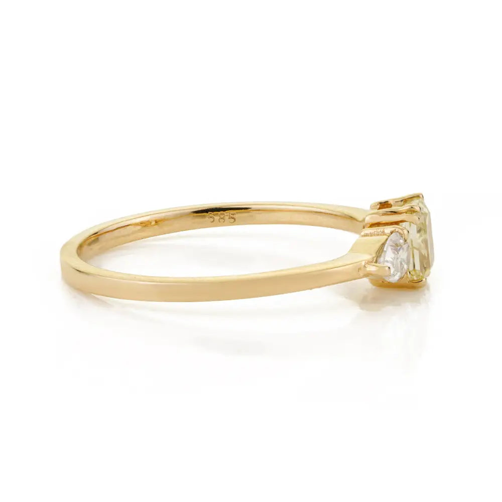 100% Natural Diamond Minimal Engagement Ring Pure K14 Yellow Gold Proposal Jewelry