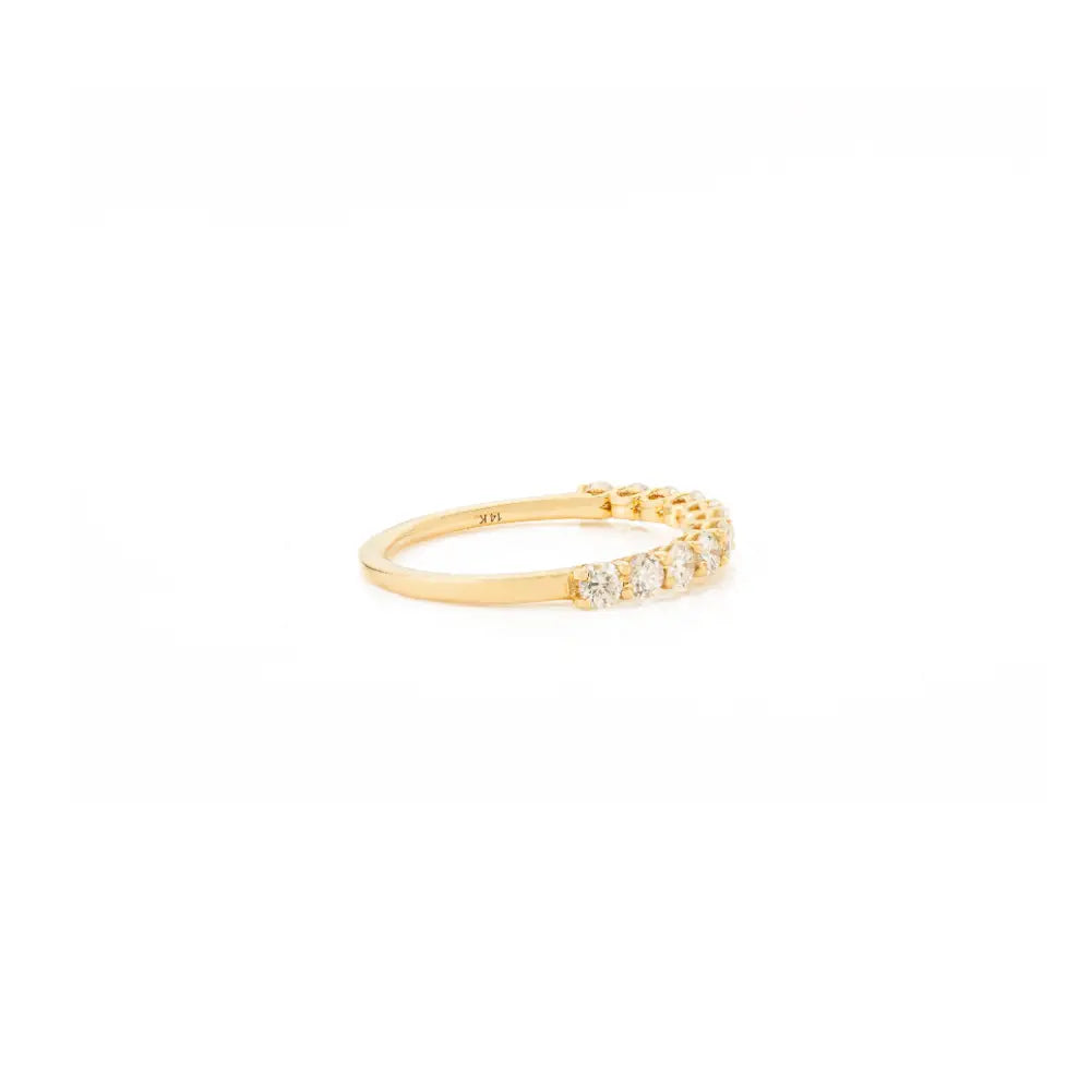 Round Brilliant Cut Natural Diamond Stacking Half Eternity Band Ring 14K Solid Yellow Gold