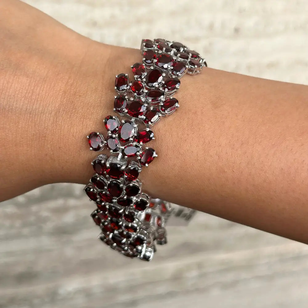 Explore 925 Sterling Silver Real Garnet Wedding Bracelet Wholesale Women Jewelry