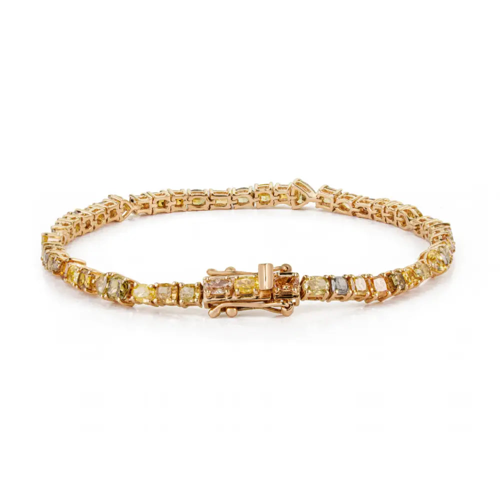 Mixed Cut Multi Colored Natural Diamond Tennis Bracelet K18 Yellow Gold Fine Wedding Jewelry Manufacturer