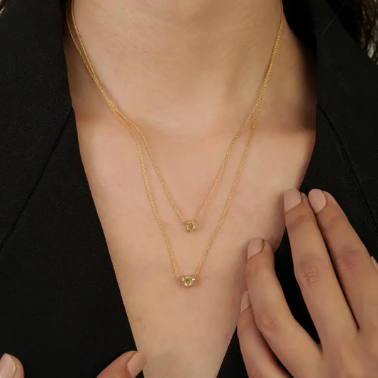 18K Real Yellow Gold Heart Shape Yellow Diamond Solitaire Pendant Necklace Dainty Jewelry