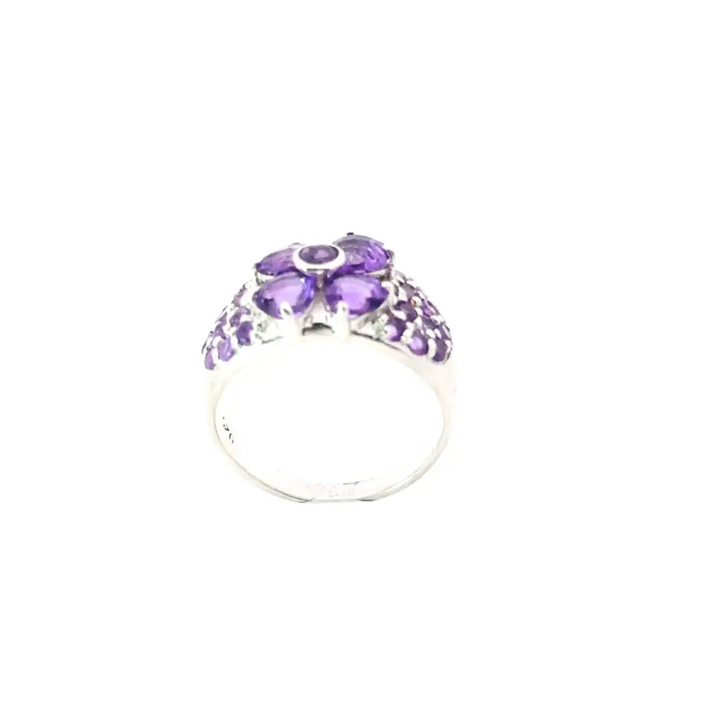 Gorgeous Top Quality Real Amethyst Flower Dome Ring For Wedding Accessories