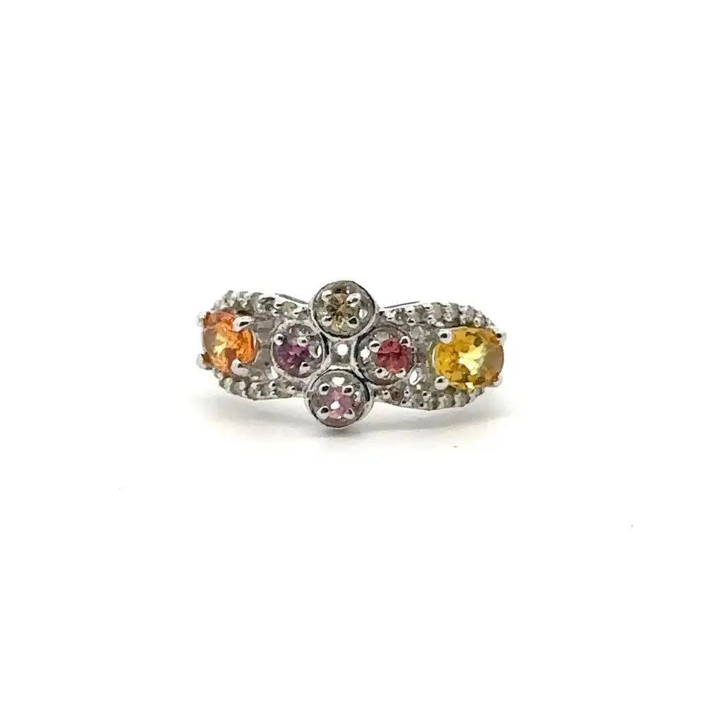 Superior Quality Luxury Design Multi Gemstone Band Ring Set In Prong Setting Pure 925 Sterling Silver