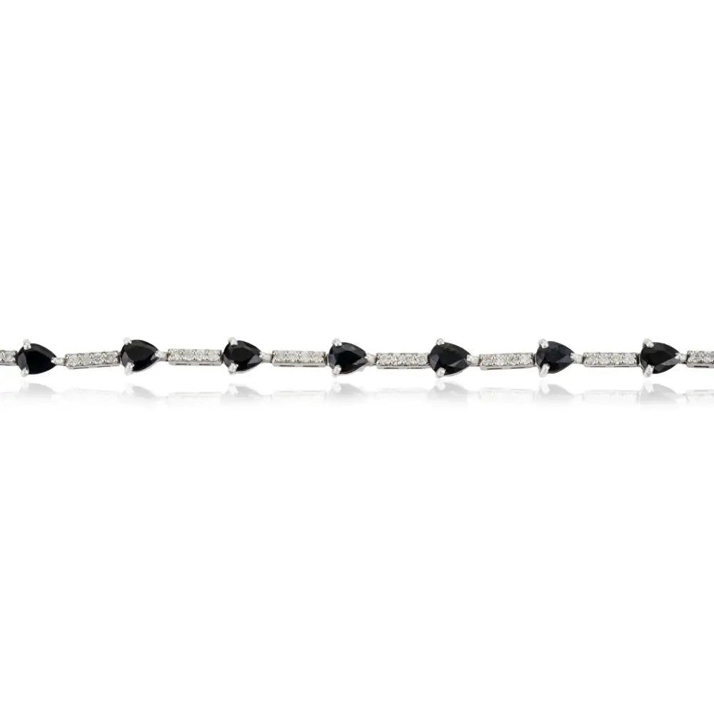 Bulk Jewelry 14K White Gold Blue Sapphire & Diamond Sleek Tennis Bracelet September Birthstone