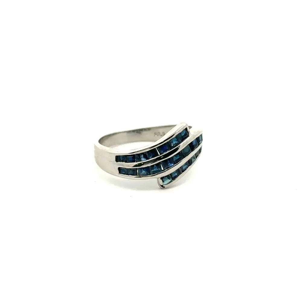 Wholesale Jewelry In Bulk Stunning Square Cut Blue Sapphire Statement Ring Set In Channel Setting