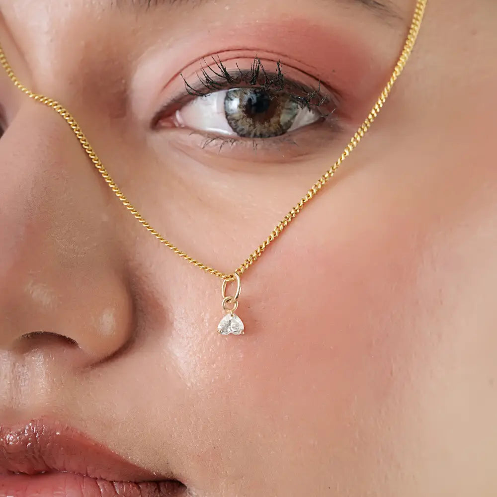 Dainty Minimalist Natural Diamond Heart Shape Pendant Gift For Girlfriend 14K Yellow Gold
