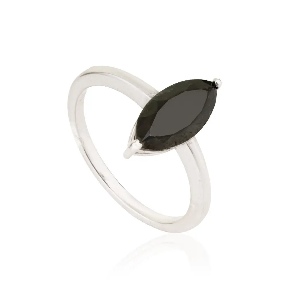 Wholesale Marquise Cut Black Diamond Solitaire Ring Real K14 White Gold Handmade Jewelry