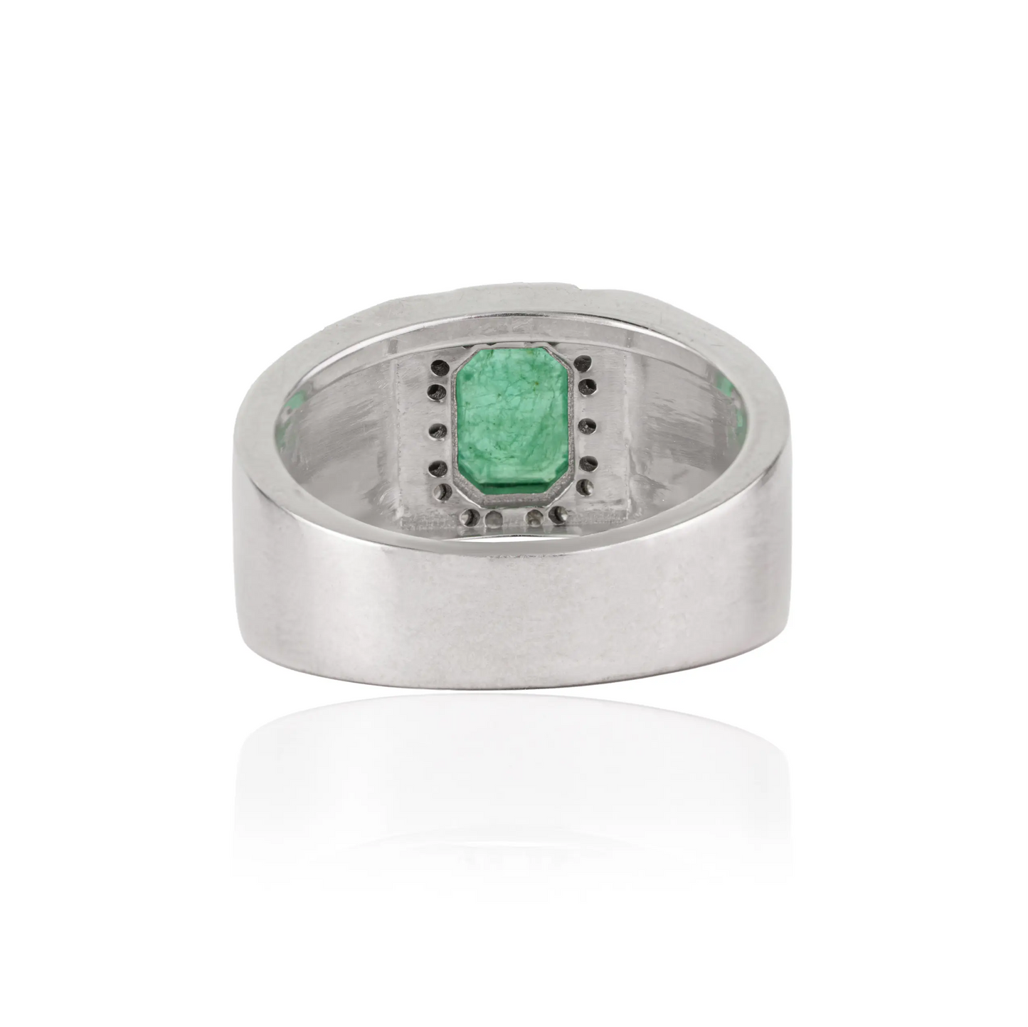 Classic 925 Sterling Silver Emerald & Diamond Halo Bold Statement Custom Ring Jewelry