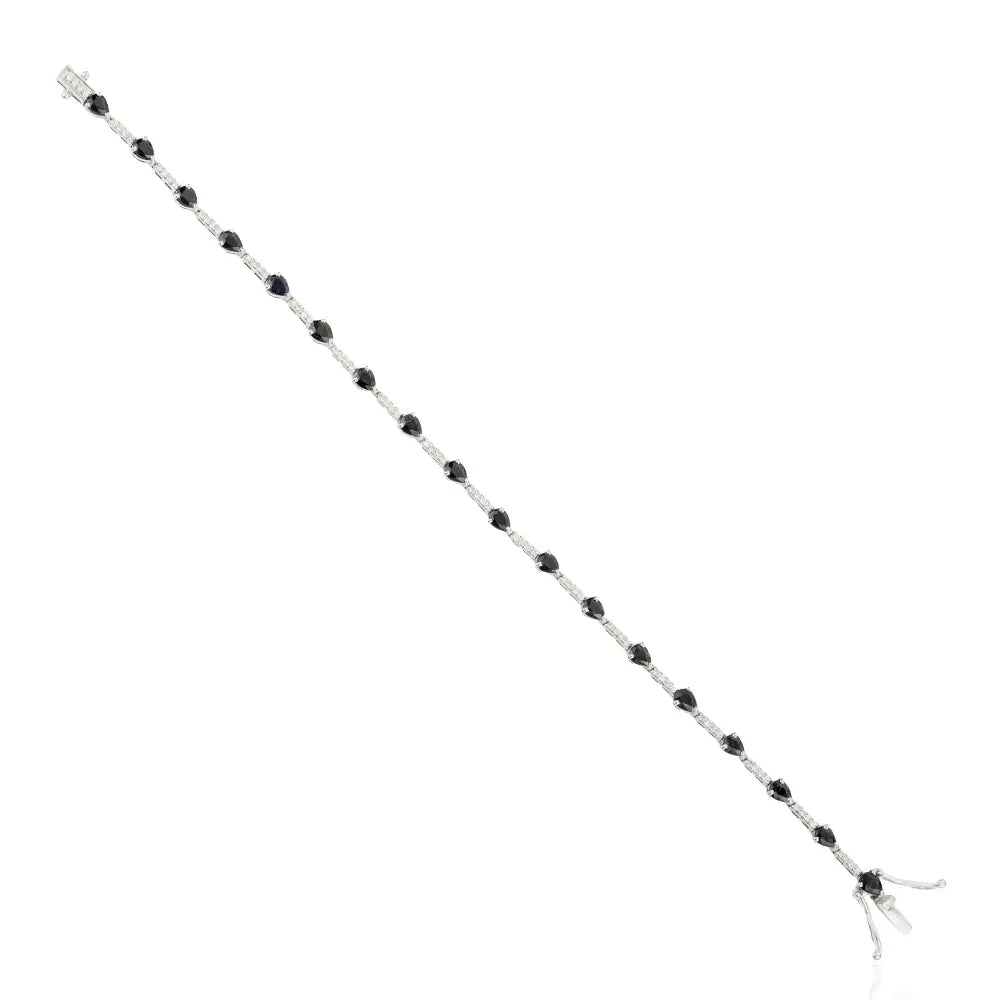 Bulk Jewelry 14K White Gold Blue Sapphire & Diamond Sleek Tennis Bracelet September Birthstone