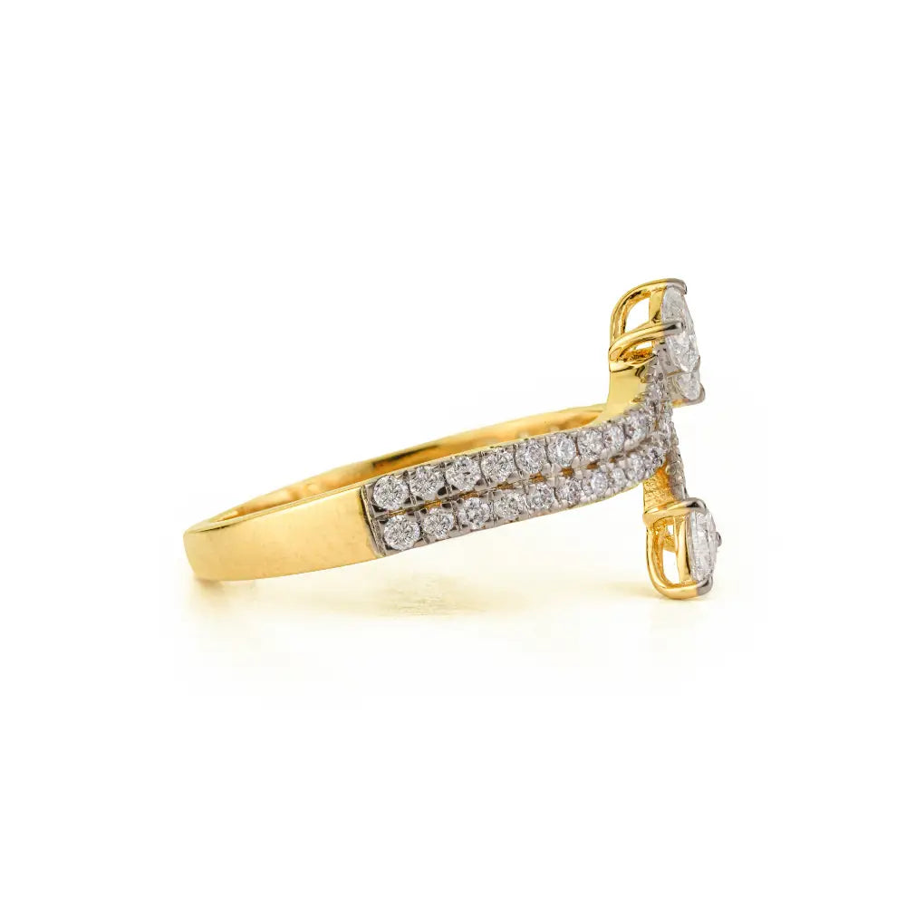 Solid K14 Yellow Gold Natural Diamond Unique Design Bypass Ring Latest New Arrivals Jewelry