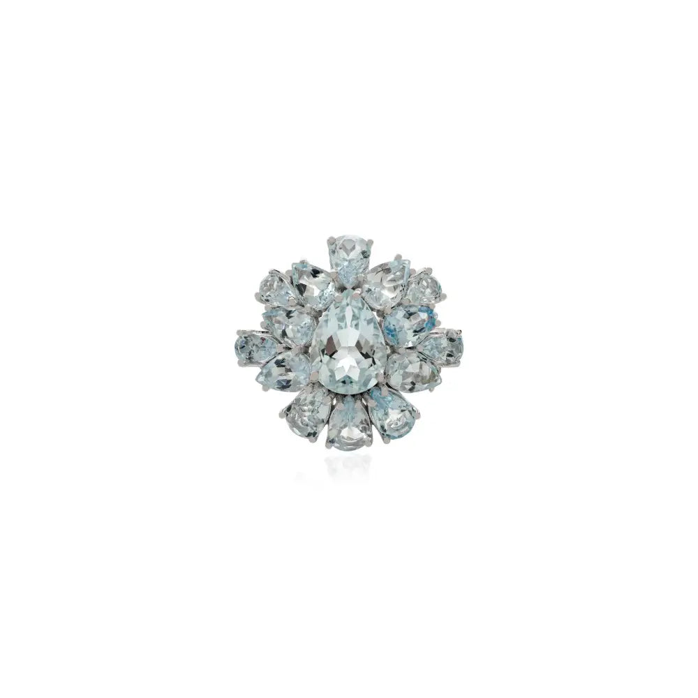 Gorgeous Aquamarine Gemstone Cocktail Ring For Women Party Wear Jewelry K14 Gold