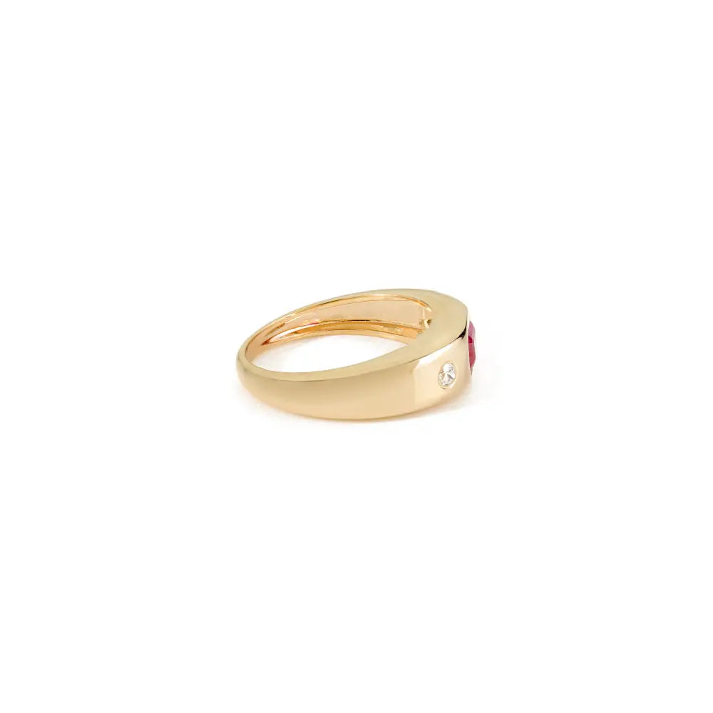 14K Yellow Gold Ruby & Diamond Chunky Gypsy Ring Latest New Design Anniversary Gift