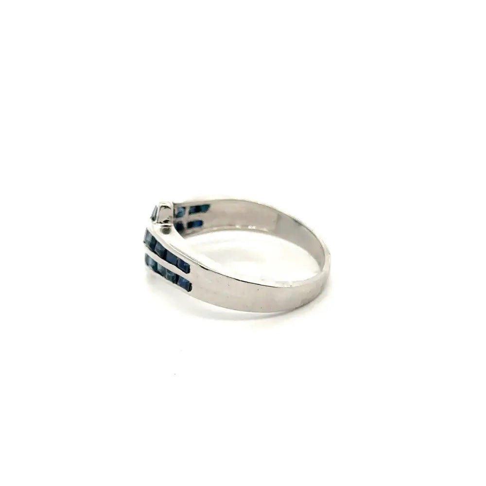 Wholesale Jewelry In Bulk Stunning Square Cut Blue Sapphire Statement Ring Set In Channel Setting