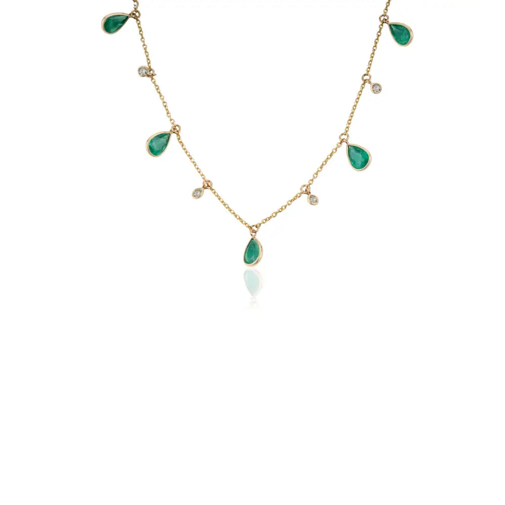 Explore May Birthstone Emerald & Diamond K14 Original Yellow Gold Charm Chain Necklace