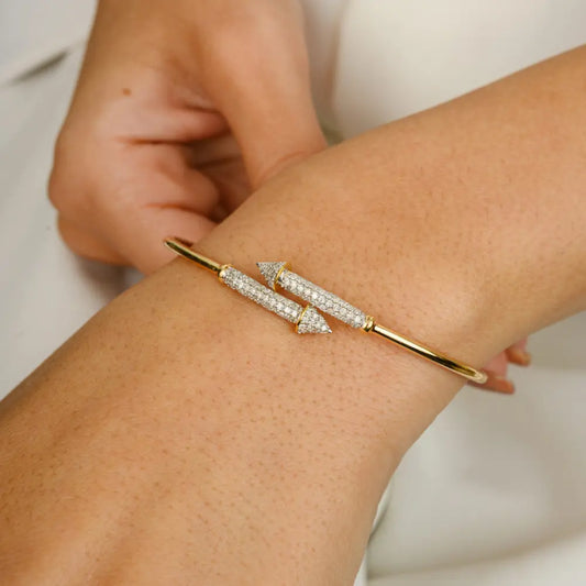 Unique Jewelry Natural Diamond 18K Solid Yellow Gold Cuff Bracelet