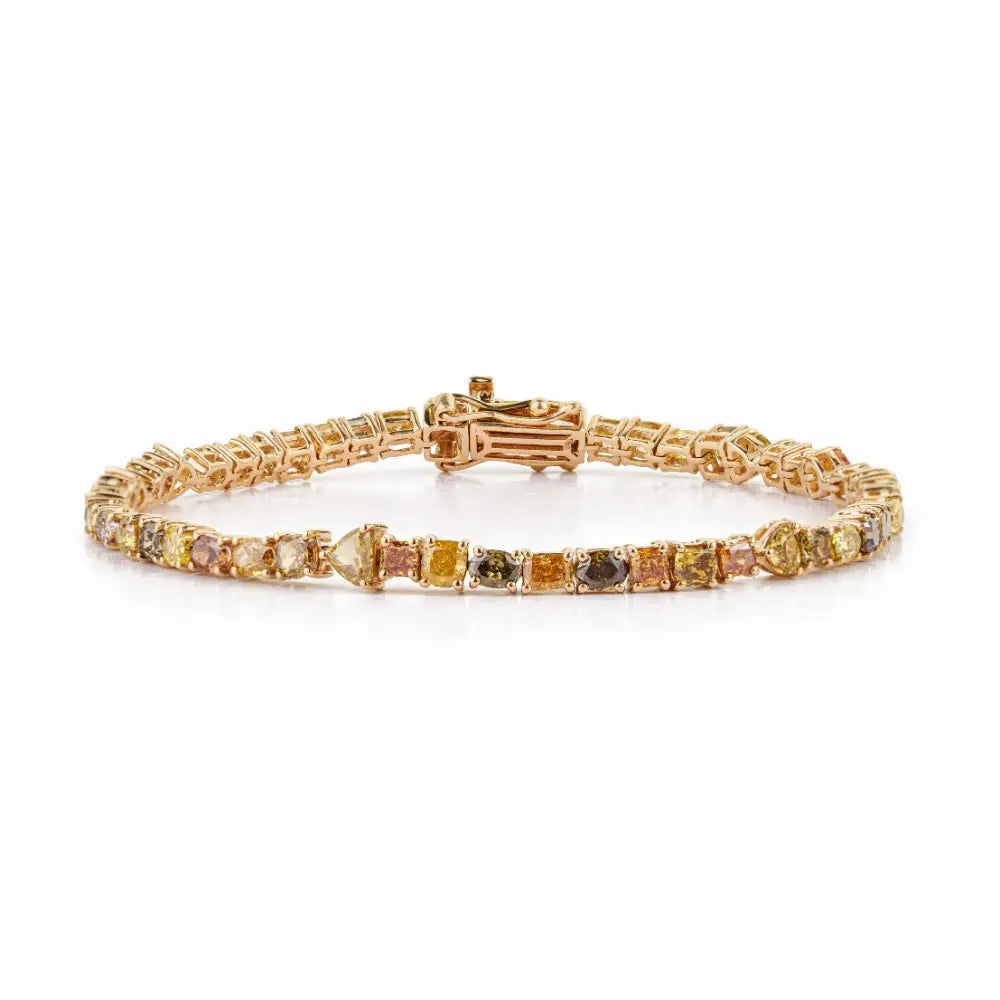 Mixed Cut Multi Colored Natural Diamond Tennis Bracelet K18 Yellow Gold Fine Wedding Jewelry Manufacturer