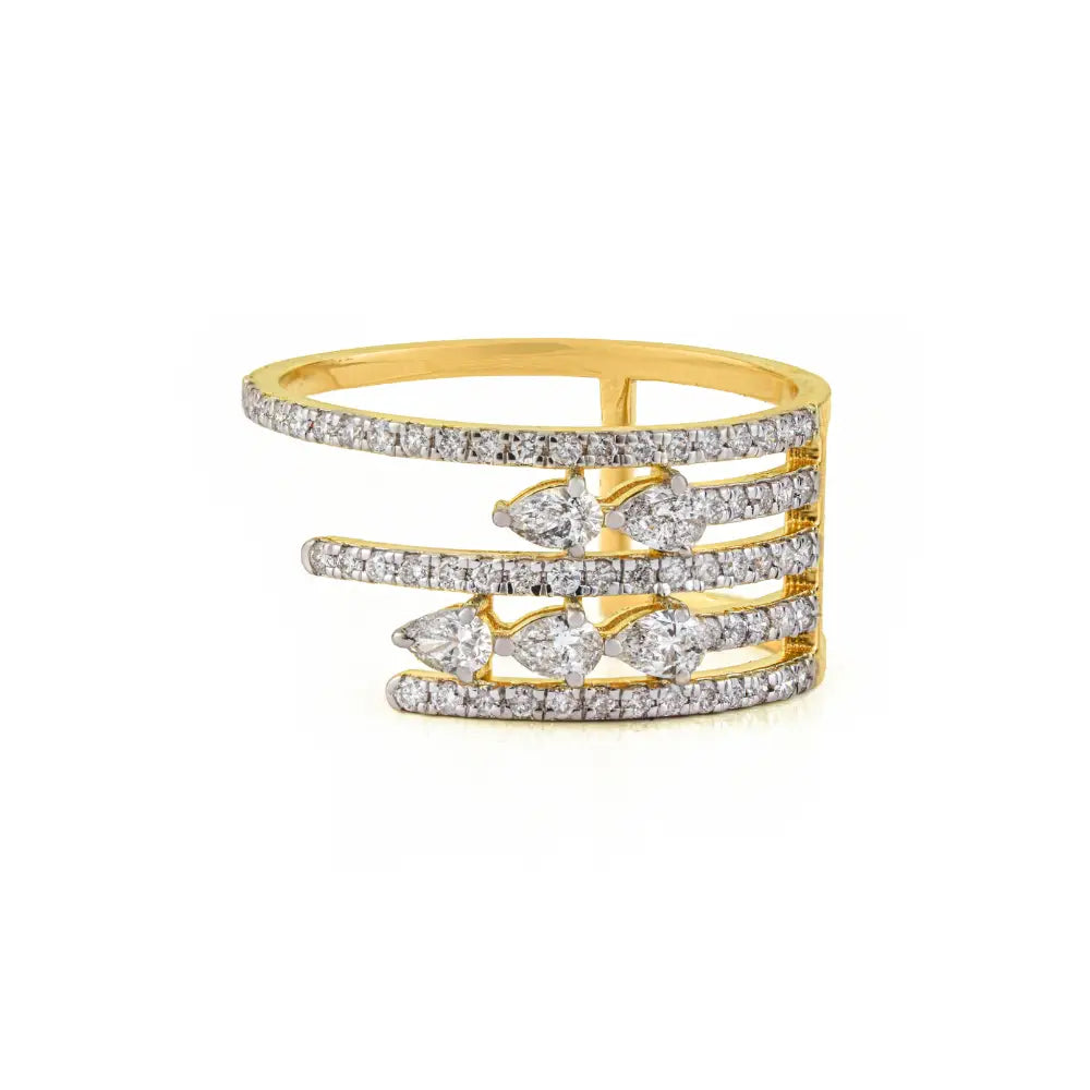 Unique Design K14 Yellow Gold Natural Diamond Statement Ring Engagement Bulk Jewelry