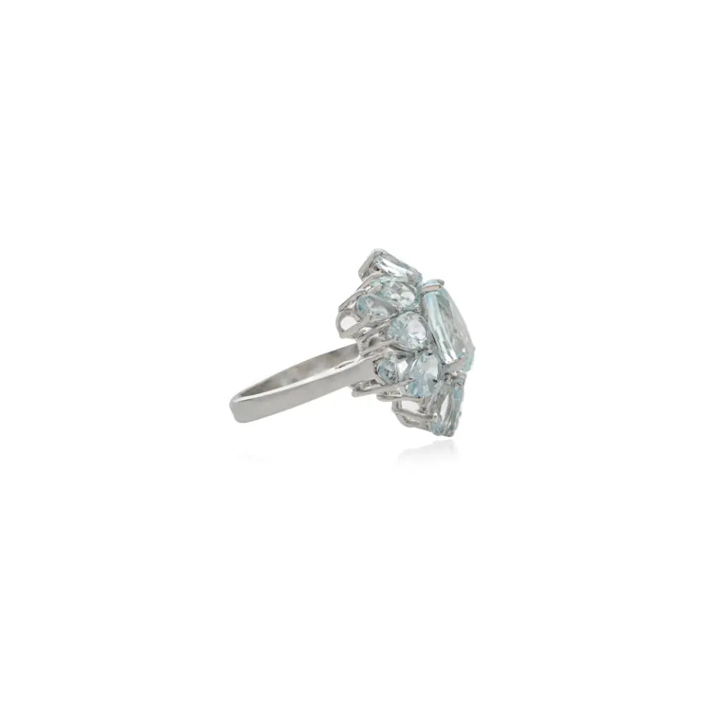 Gorgeous Aquamarine Gemstone Cocktail Ring For Women Party Wear Jewelry K14 Gold