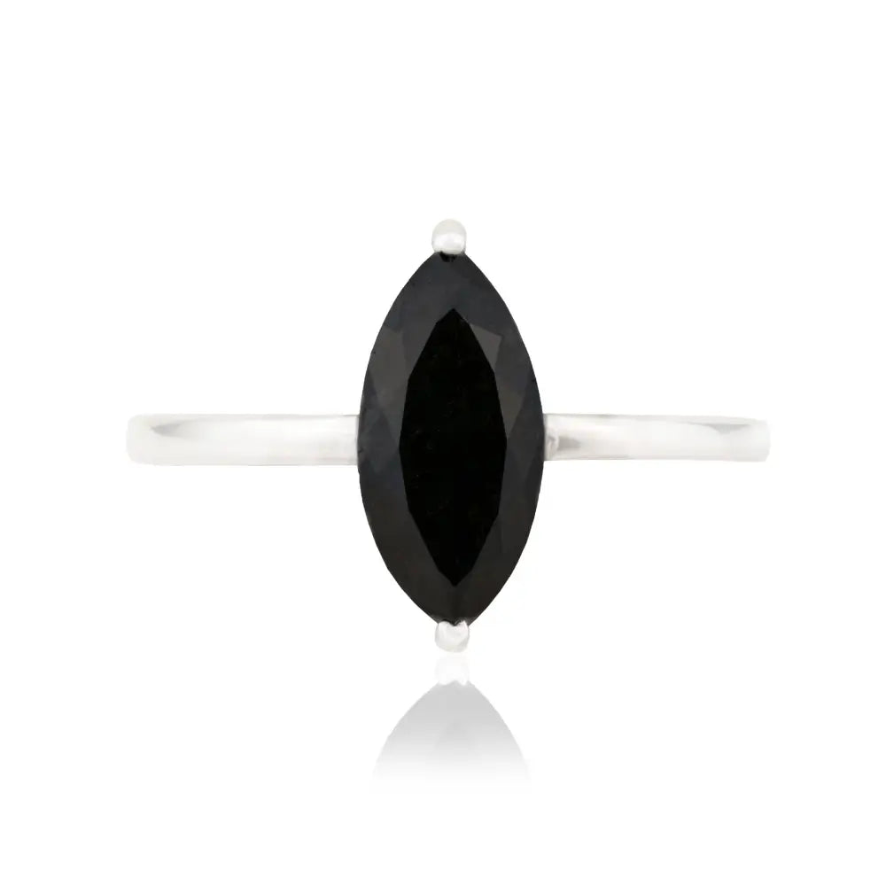 Wholesale Marquise Cut Black Diamond Solitaire Ring Real K14 White Gold Handmade Jewelry