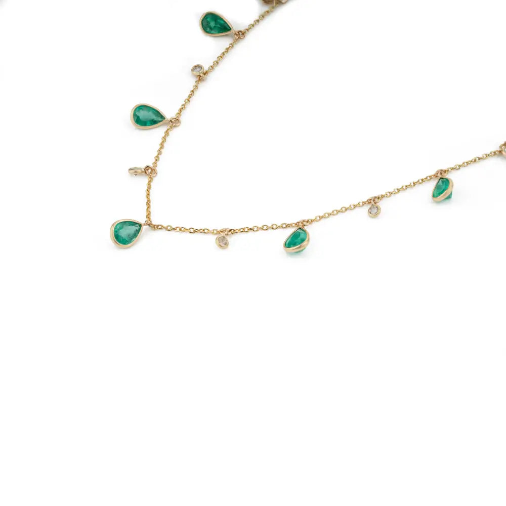 Explore May Birthstone Emerald & Diamond K14 Original Yellow Gold Charm Chain Necklace