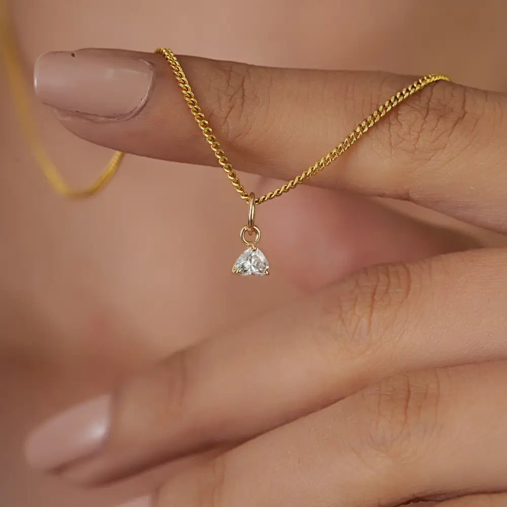 Dainty Minimalist Natural Diamond Heart Shape Pendant Gift For Girlfriend 14K Yellow Gold