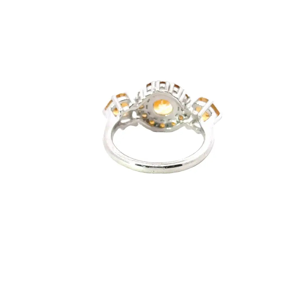 November Birthstone Genuine Citrine Prong Setting Cluster Ring For Women Pure 925 Sterling Silver