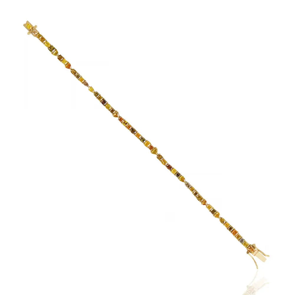 Mixed Cut Multi Colored Natural Diamond Tennis Bracelet K18 Yellow Gold Fine Wedding Jewelry Manufacturer