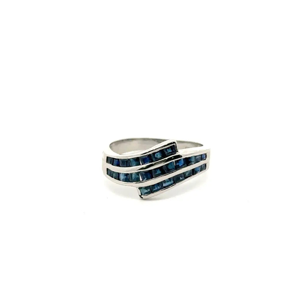 Wholesale Jewelry In Bulk Stunning Square Cut Blue Sapphire Statement Ring Set In Channel Setting