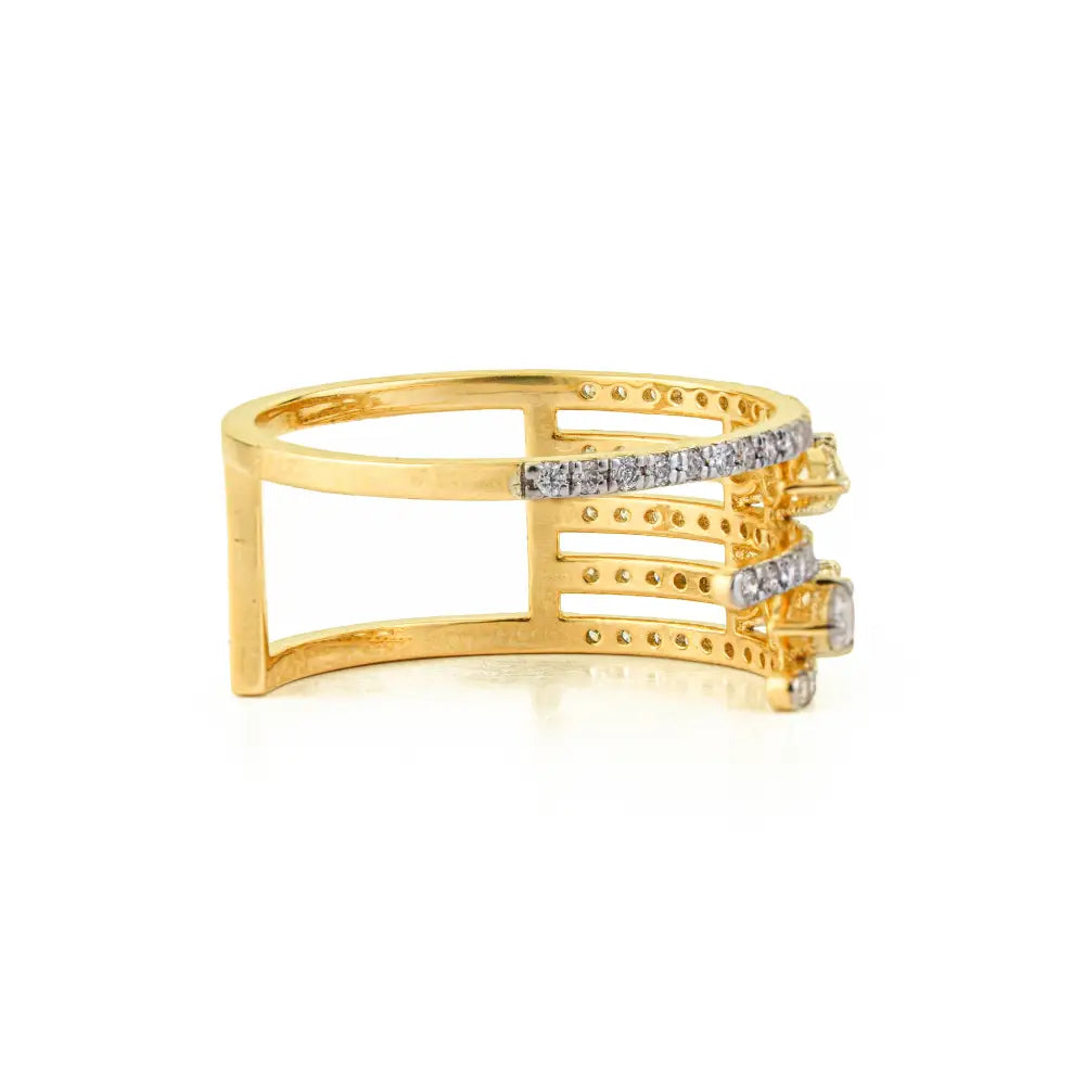 Unique Design K14 Yellow Gold Natural Diamond Statement Ring Engagement Bulk Jewelry