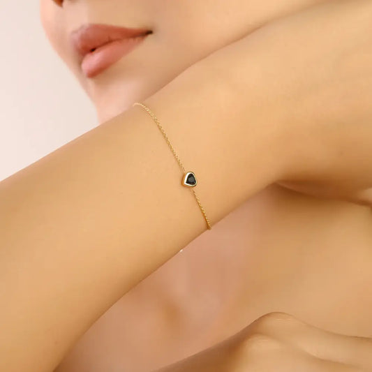 Dainty Elegant 3.2X3.2 MM Blue Sapphire Daily Wear Single Stone Chain Bracelet 14K Gold