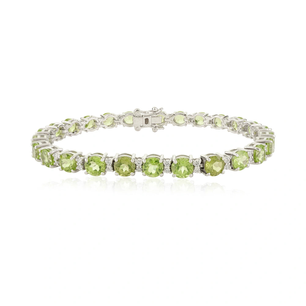 Box Lock Unique Design Natural Peridot & American Diamond Statement Bracelet Bulk Order